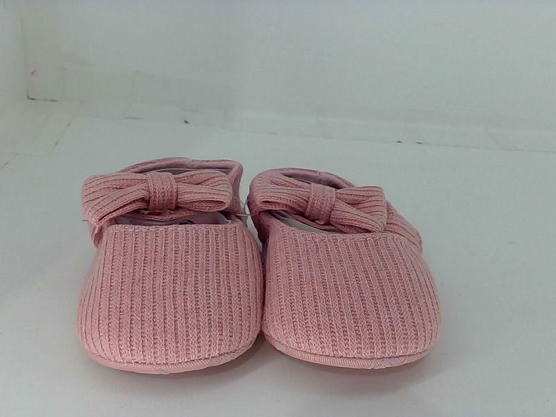 Pink Baby Girl Cotton Bow Shoes, Size 12-18 Months