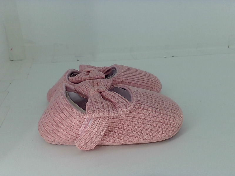 Pink Baby Girl Cotton Bow Shoes, Size 12-18 Months