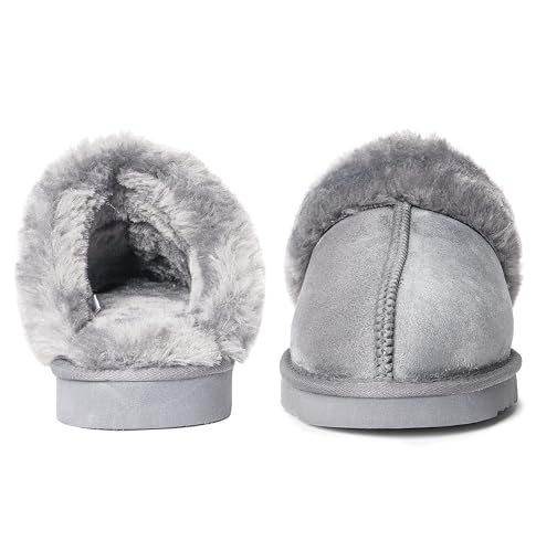 Women’s Memory Foam Faux Shearling Slippers - Size 9 Grey