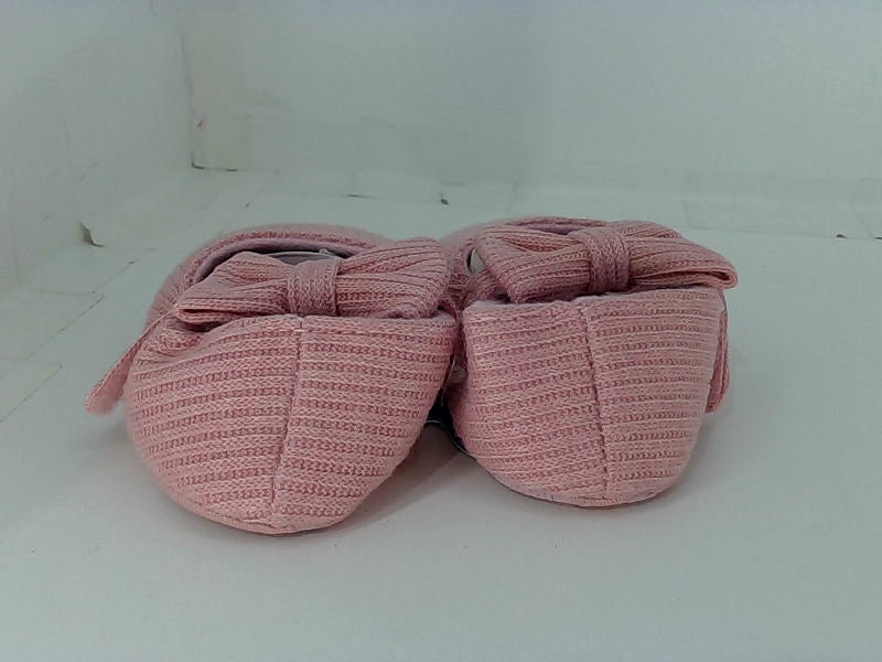 Pink Baby Girl Cotton Bow Shoes, Size 12-18 Months