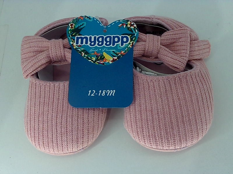 Pink Baby Girl Cotton Bow Shoes, Size 12-18 Months