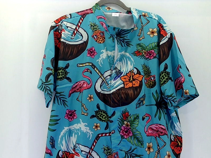 Tropical Flamingo Print Short Sleeve Romper 2XLarge Shirt