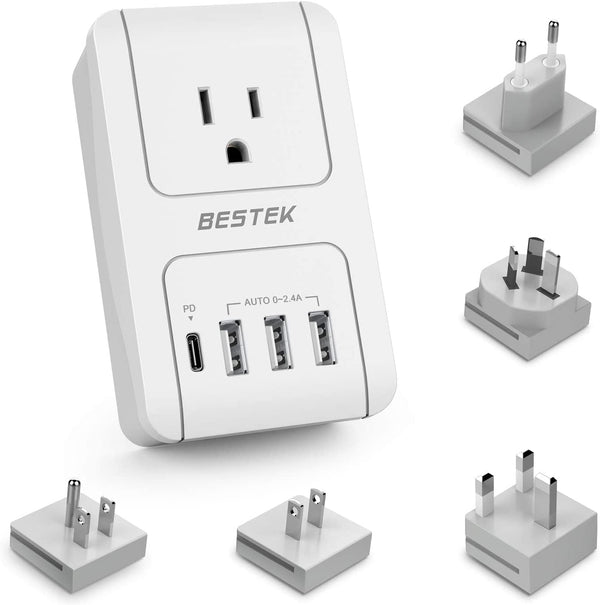 Bestek International Travel Adapter 3000w Converter Usb Wall Charger White