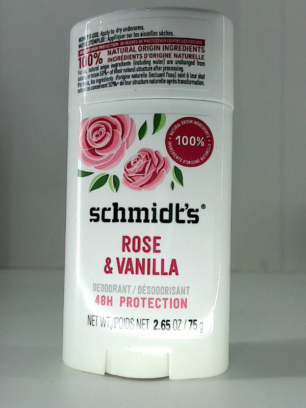 Schmidt's Rose & Vanilla Aluminum Free Vegan Deodorant 24 Hour Protection 2.65oz