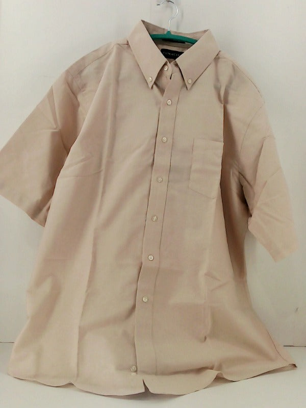 Harriton Beige Short Sleeve Dress Shirt - XL