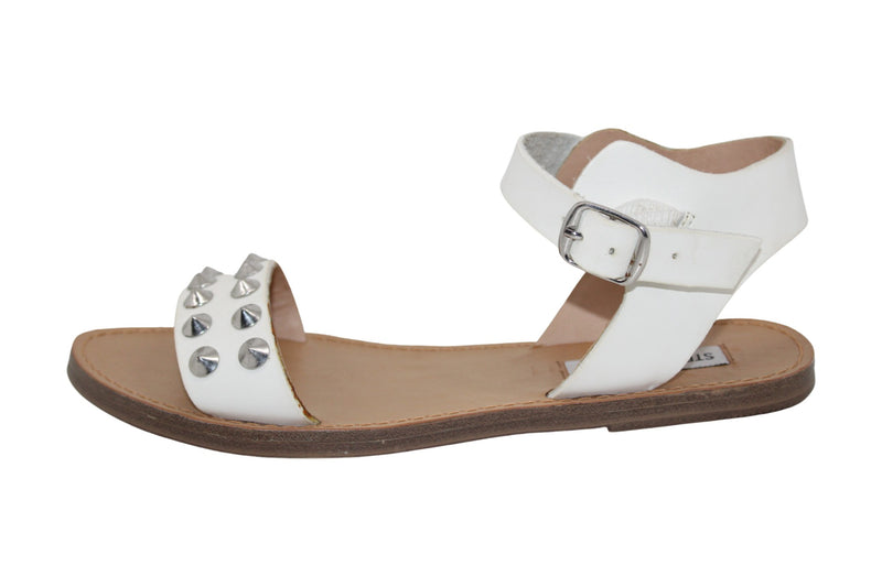 Steve Madden Women's White Leather Open Toe Sandals - Size 11