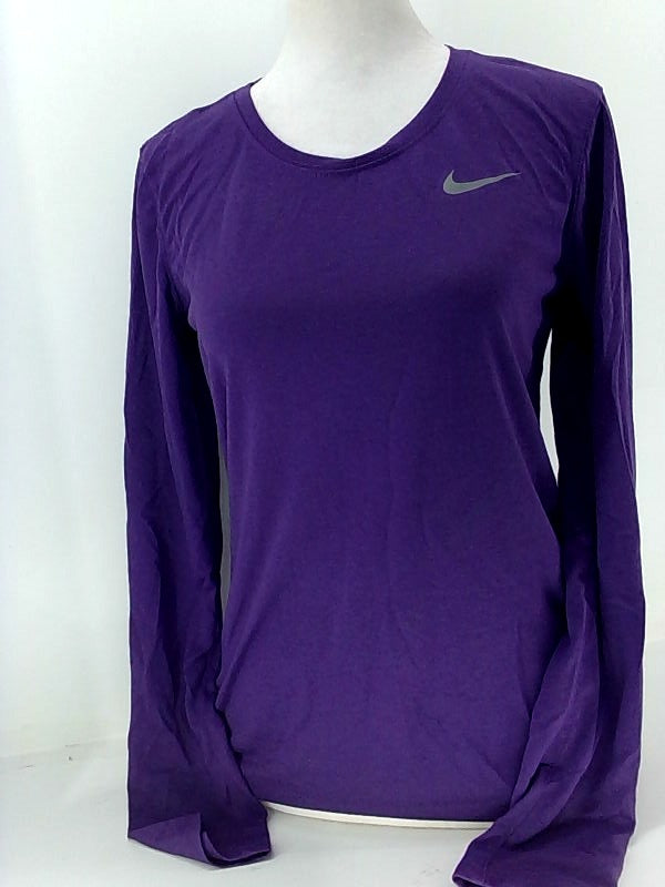 Nike Womens Legend Tee Relaxed Fit Long Sleeve Top Color Purple Size Small