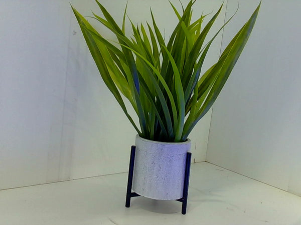 15" Faux Spider Plant in Modern Stand for Home Decor