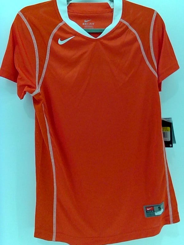 Nike Women's Dri-FIT Orange/White Active T-Shirt Small