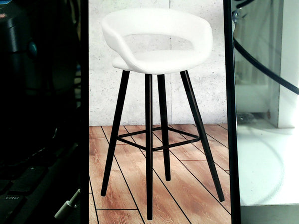 Modern White Bar Stool with Black Legs Set of 2