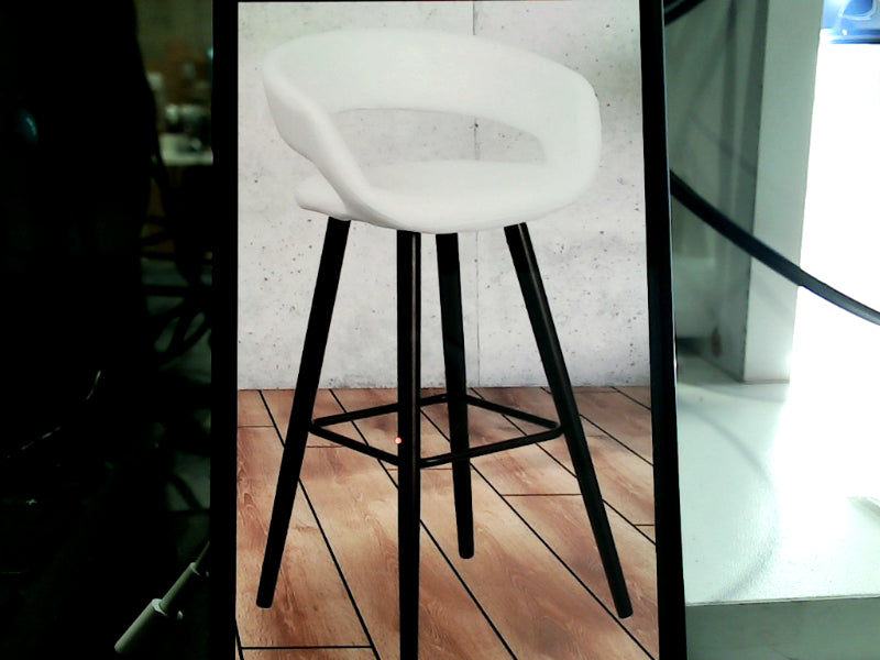 Modern White Bar Stool with Black Legs Set of 2