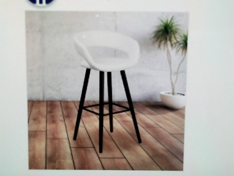 Modern White Bar Stool with Black Legs Set of 2