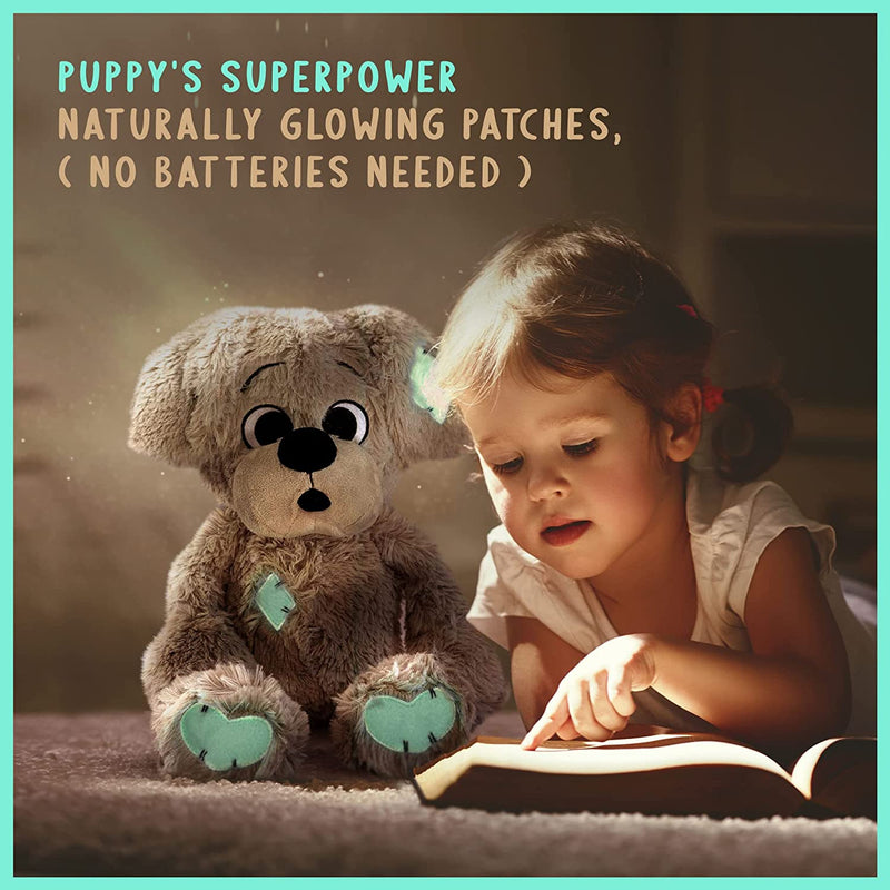 Cute Stuffed Dog with Puppy Superpowers Glow in Dark Patches for Sweet Dreams
