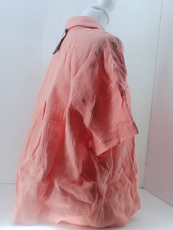 Main Strip Coral Collared Button Up Blouse Small