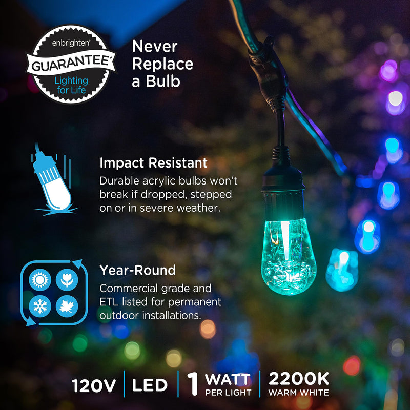 Enbrighten Cafe Seasons LED String Lights with Remote 48ft