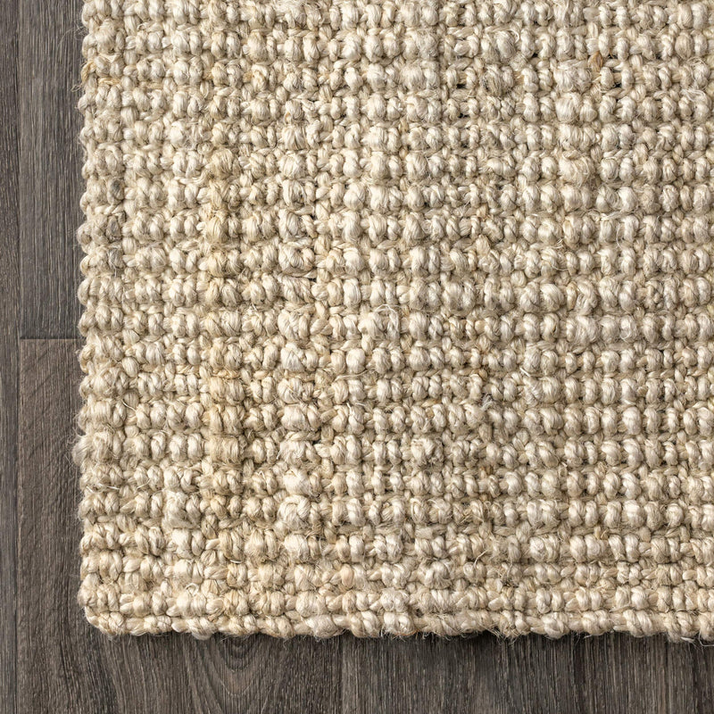 Hand Woven Chunky Jute Bohemian Farmhouse Rug 5 X 8 Ivory