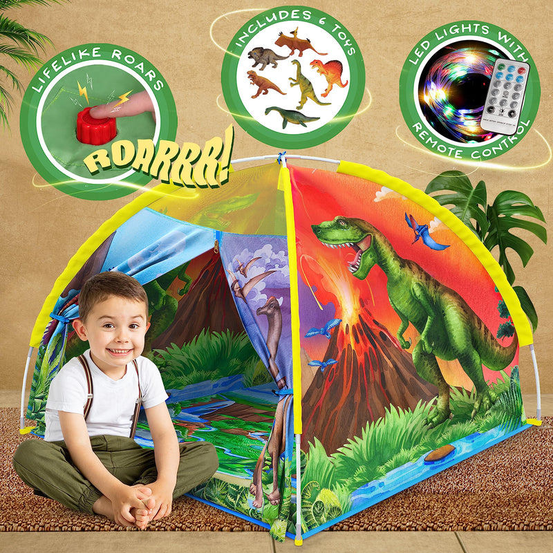 W&O Dinosaur Super Dome Play Tent with Roar Sounds and LED Lights (43 H x 47 W inches)