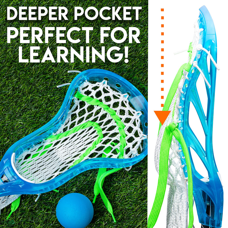 Franklin Sports Kids Mini Lacrosse Stick + Ball Set - Venom Youth Plastic Lacrosse Stick For Beginners - Perfect Set For Kids + Toddlers - Blue 34"