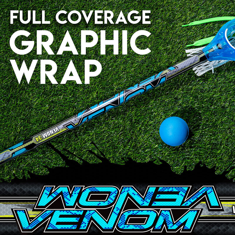 Franklin Sports Kids Mini Lacrosse Stick + Ball Set - Venom Youth Plastic Lacrosse Stick For Beginners - Perfect Set For Kids + Toddlers - Blue 34"