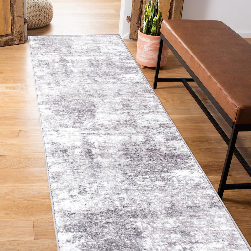 Rugshop Distressed Abstract Runner Rug 2 X 7 in Gray