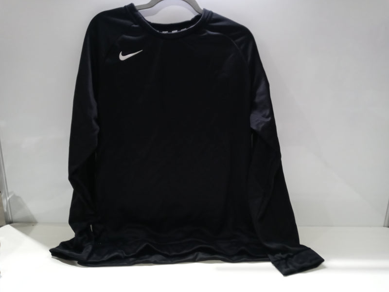 Nike Men’s Dri-Fit Crew Neck Sweatshirt Performance Long-Sleeve Sweatshirts (Large, Black/White)