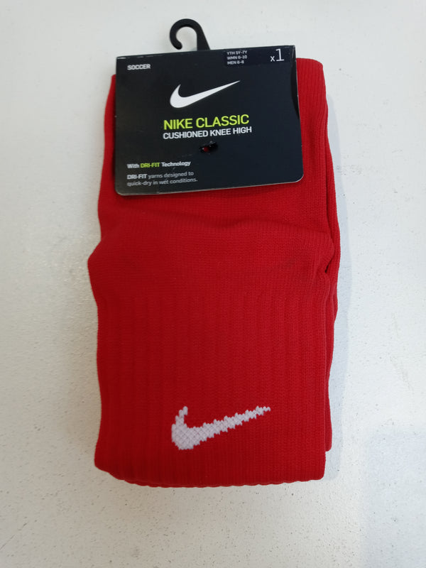 Nike Unisex Classic Cushioned Knee High Soccer Socks (University Red, Medium)