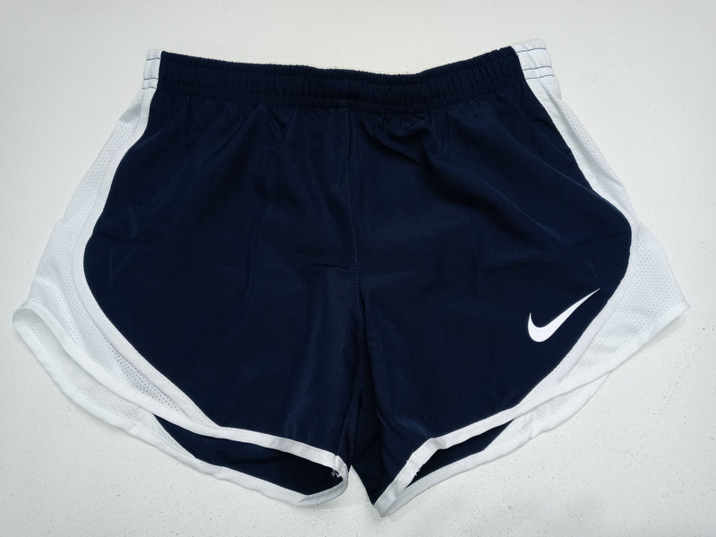 Nike Girls Dry Tempo Running Shorts (Small, Navy/White)