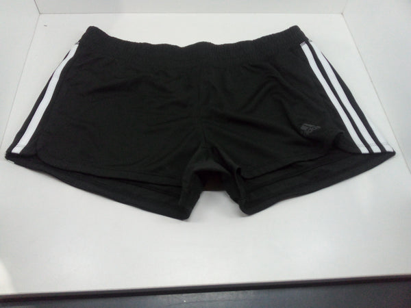 adidas Women's Training 3 Stripe Knit Shorts Black White Medium