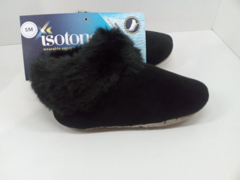 isotoner womens Stretch Velour and Faux Fur Sabrine Black 5 6 US Pair of Shoes
