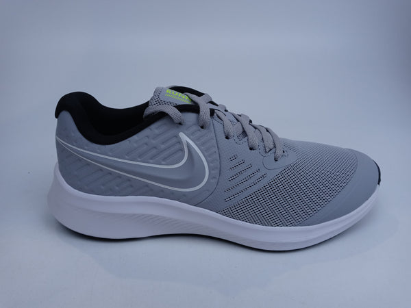 Nike Kid's Star Runner 2 Gs Shoe Grey White Black Volt 3.5 Big Kid Pair Of Shoes