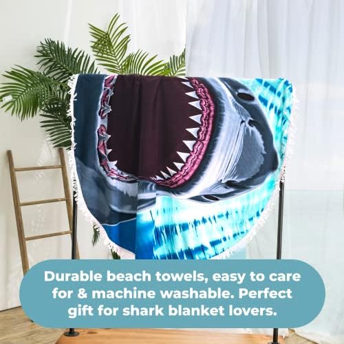 Dawhud Direct Round Beach Blanket 60" x 60" Great White Shark