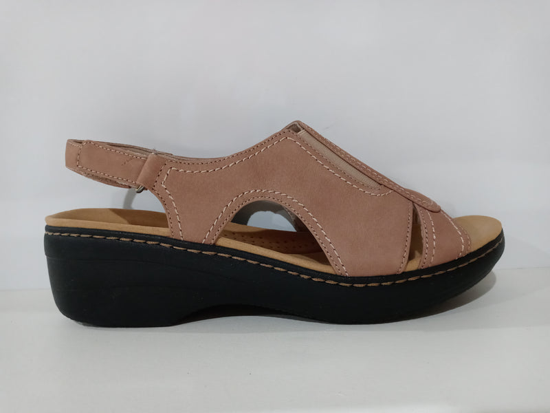 Clarks Merliah Style Heeled Sandal, Sand Leather, 12 Narrow