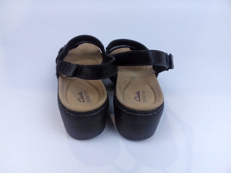 Clarks Merliah Opal Heeled Sandal Black Leather 12 Narrow Pair of Shoes