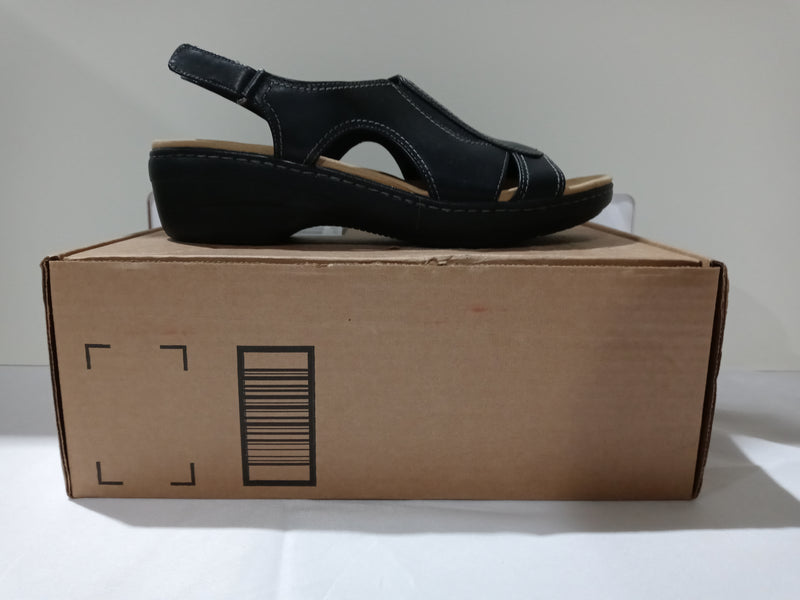 Clarks Merliah Style Heeled Sandal Black Leather 12 Narrow Pair Of Shoes