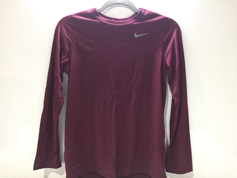 Nike Boys Legend Long Sleeve Athletic T-Shirt (Maroon, Youth Large)