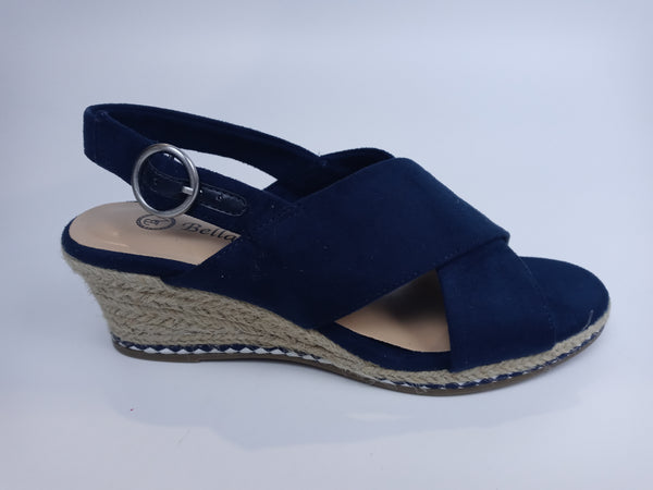 Bella Vita womens Espadrille Wedge Sandal Navy 6.5 Wide US Pair Of Shoes