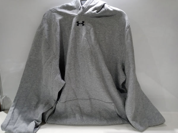 Under Armour Mens Hustle Fleece Hoodie , True Gray Heather (025)/Black , XX-Large Tall