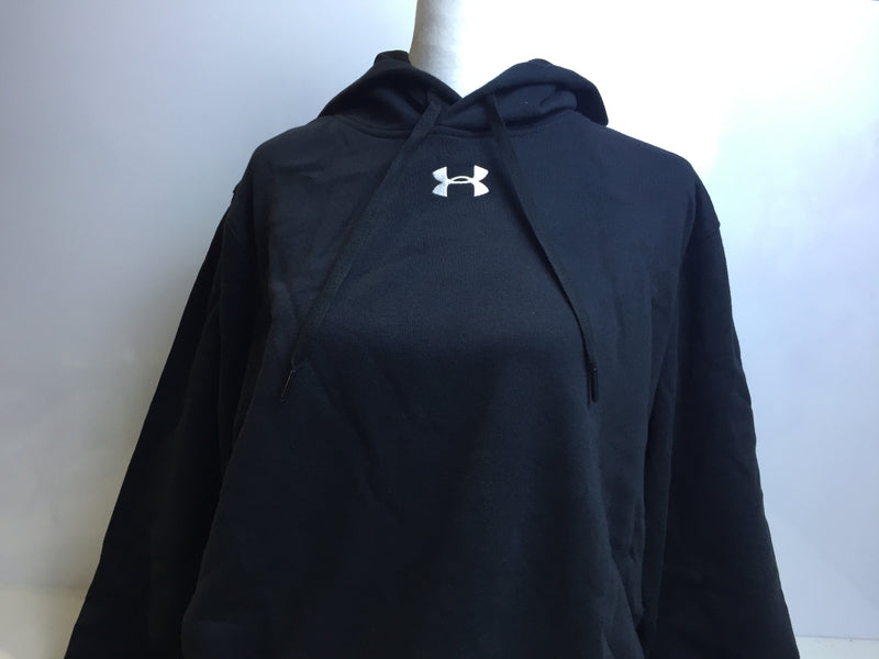 Under Armour Mens Hustle Fleece Hoodie , Black (001)/White , Large Tall