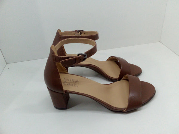 Naturalizer Women Vera Ankle Strap Block Heel Dress Sandal Cocoa Brown Leather 7.5w