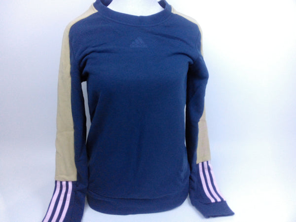 adidas Color-Block Linear Sweatshirt Crew Navy Clear Pink XS Tops