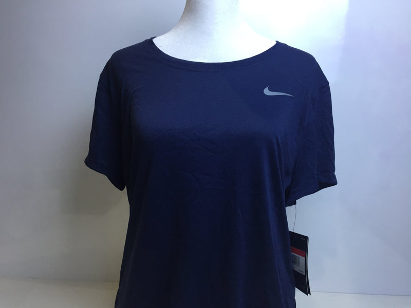 Nike Women's Short Sleeve Legend T-Shirt nkCU7599 410 (Large) Navy/Grey