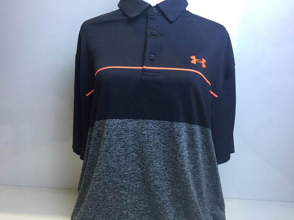 Under Armour Men's Playoff 2.0 Golf Polo Black  Steel  Bolt Red Large T-Shirt