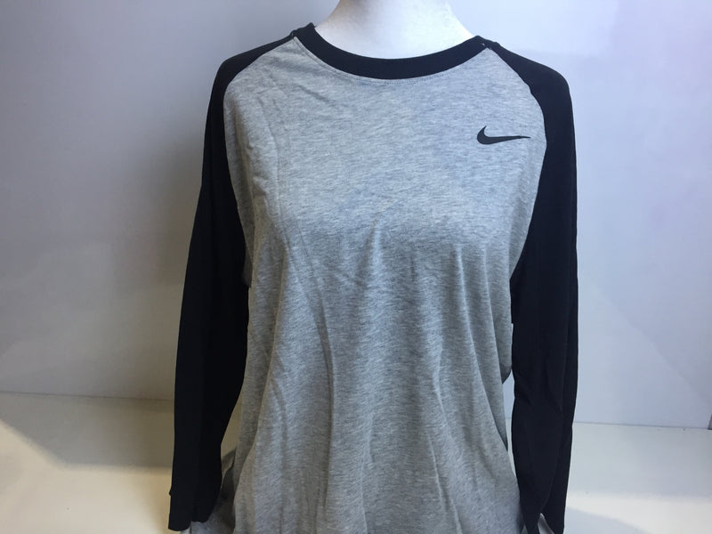 Nike Men's Team 3/4 Raglan T-Shirt (Medium, Dark Grey Heather/Black)