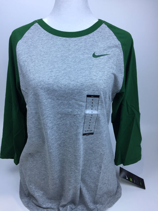 Nike Women Team 3/4 Raglan Dark Grey Heather/green Small