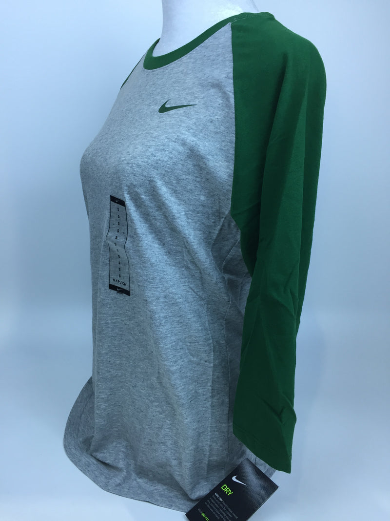 Nike Women Team 3/4 Raglan Dark Grey Heather/green Small