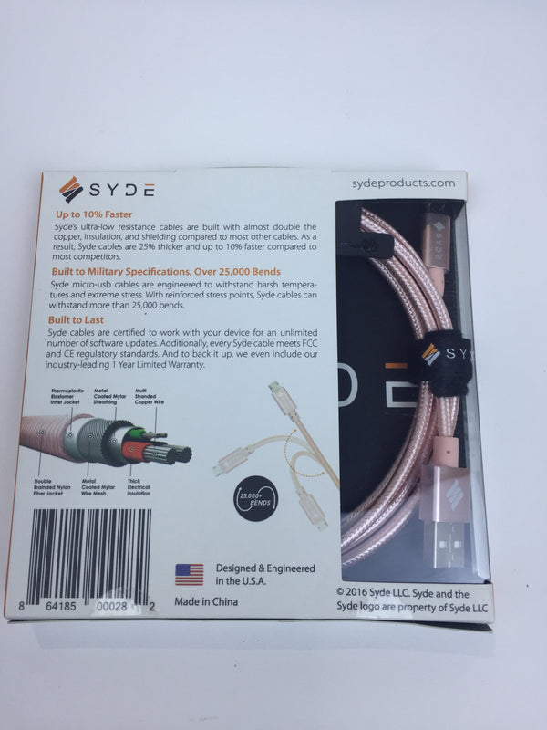 Syde Metal Micro Usb Cable Rose Gold Andoid