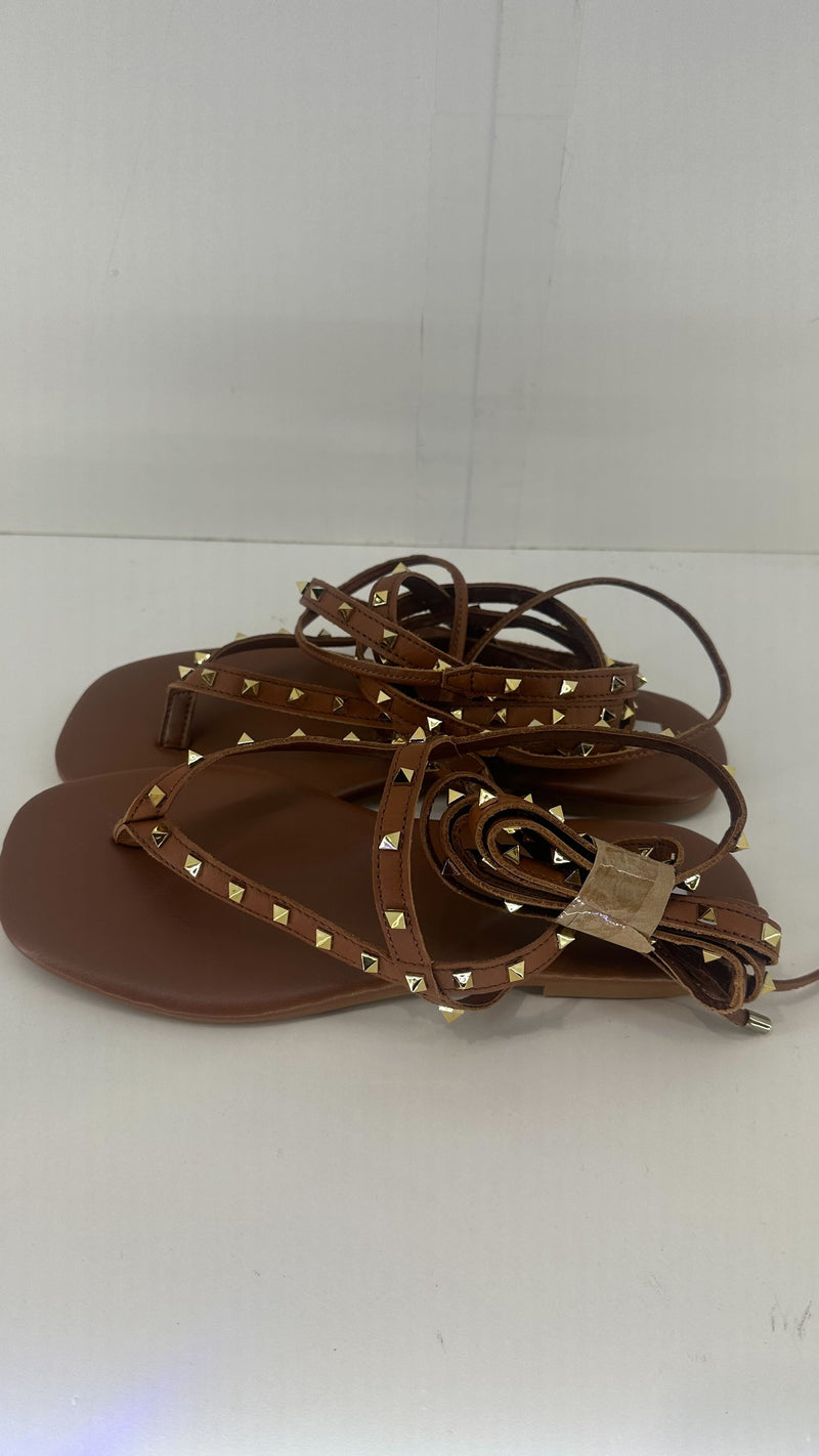 Steve Madden Womens MIAMI Leather Split Toe Casual Flat Sandals Size 9.5