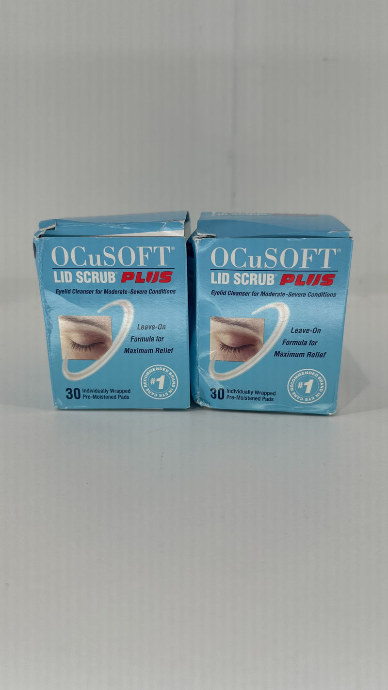 OCUSOFT LID SCRUB PLUS PRE-MOISTENED PADS INDIVIDUALLY WRAPPED 30 COUNT PACK OF 2