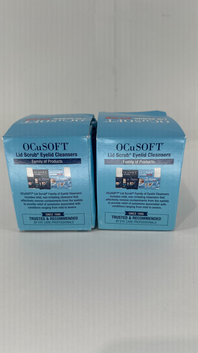 OCUSOFT LID SCRUB PLUS PRE-MOISTENED PADS INDIVIDUALLY WRAPPED 30 COUNT PACK OF 2