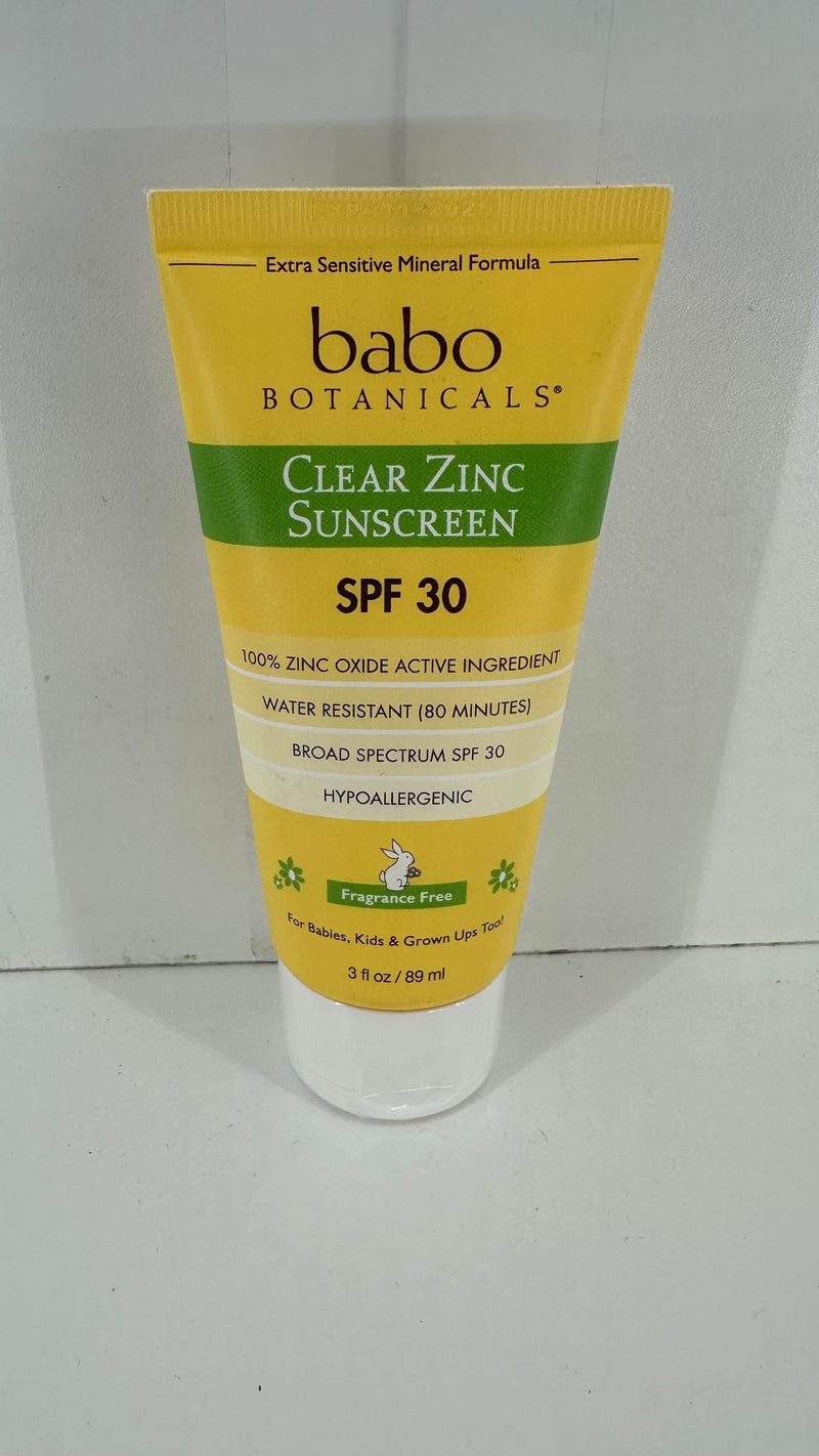 Babo Botanicals Spf 30 Clear Zinc Lotion, Fragrance Free, 3 Ounce Color MultiColor Size 3fl  89ml